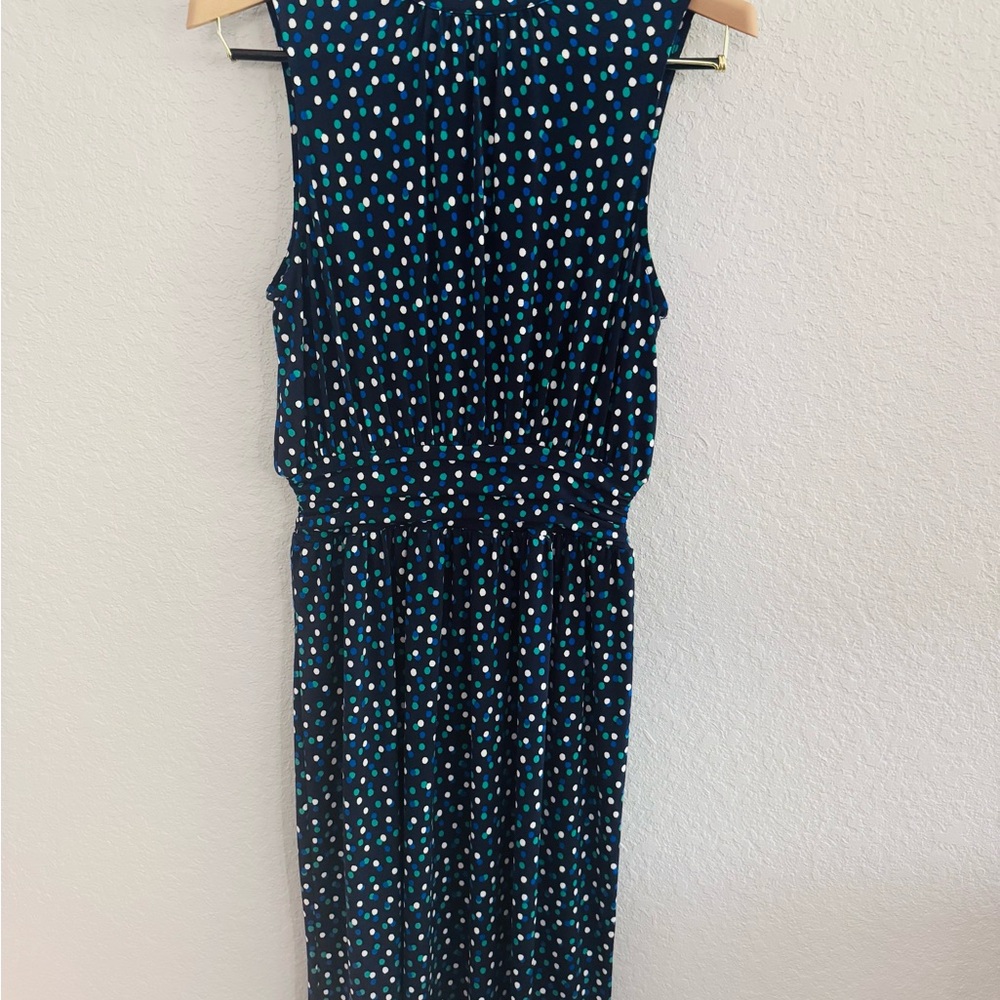 Leota Black and Blue Polka Dot Maxi Dress